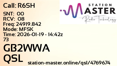 QSL Card for GB2WWA QSO with R6SH