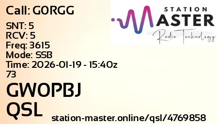 QSL Card for GW0PBJ QSO with G0RGG