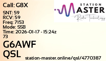 QSL Card for G6AWF QSO with G8X
