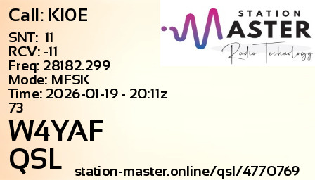 QSL Card for W4YAF QSO with KI0E