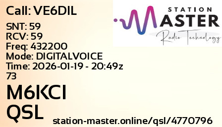 QSL Card for M6KCI QSO with VE6DIL