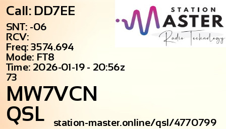 QSL Card for MW7VCN QSO with DD7EE