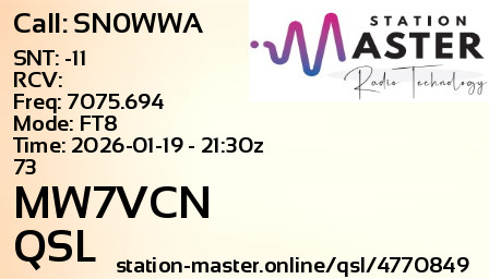 QSL Card for MW7VCN QSO with SN0WWA