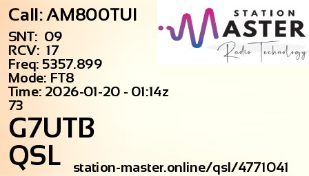 QSL Card for G7UTB QSO with AM800TUI