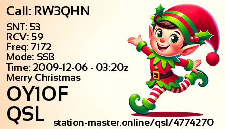QSL Card for OY1OF QSO with RW3QHN