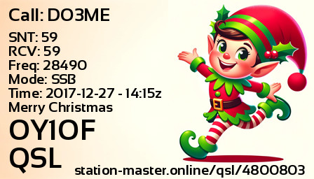 QSL Card for OY1OF QSO with DO3ME