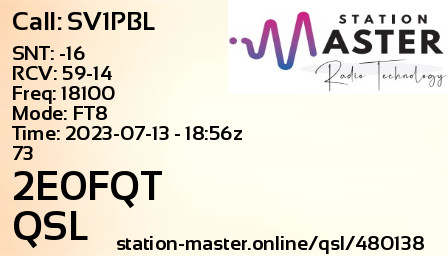 QSL Card for 2E0FQT QSO with SV1PBL