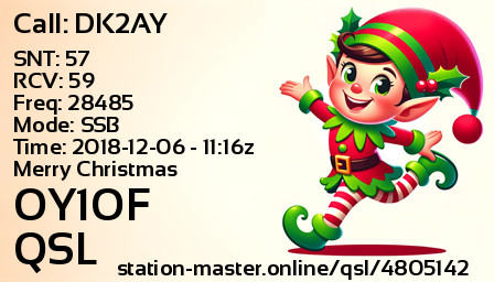 QSL Card for OY1OF QSO with DK2AY