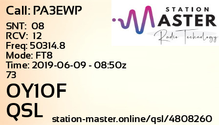 QSL Card for OY1OF QSO with PA3EWP