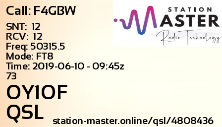 QSL Card for OY1OF QSO with F4GBW