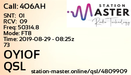 QSL Card for OY1OF QSO with 4O6AH