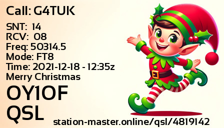 QSL Card for OY1OF QSO with G4TUK