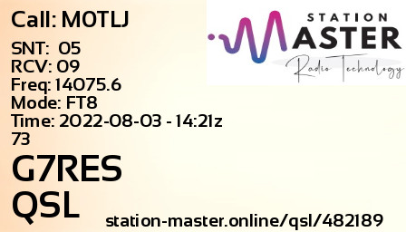 QSL Card for G7RES QSO with M0TLJ