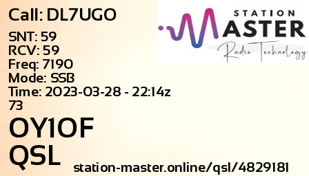 QSL Card for OY1OF QSO with DL7UGO