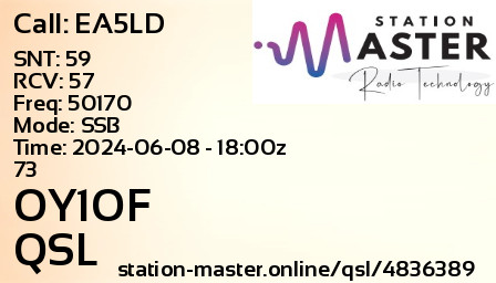 QSL Card for OY1OF QSO with EA5LD