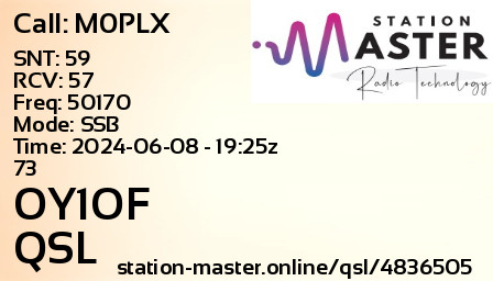 QSL Card for OY1OF QSO with M0PLX