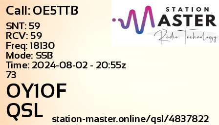 QSL Card for OY1OF QSO with OE5TTB