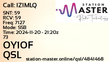 QSL Card for OY1OF QSO with IZ1MLQ