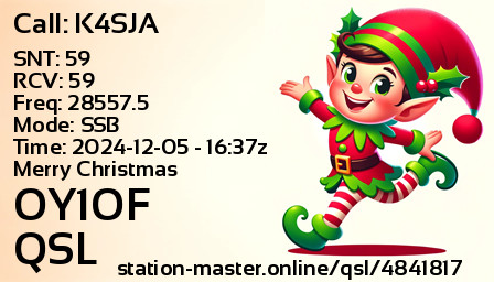 QSL Card for OY1OF QSO with K4SJA