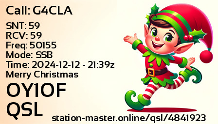 QSL Card for OY1OF QSO with G4CLA