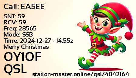 QSL Card for OY1OF QSO with EA5EE