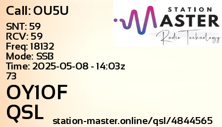 QSL Card for OY1OF QSO with OU5U