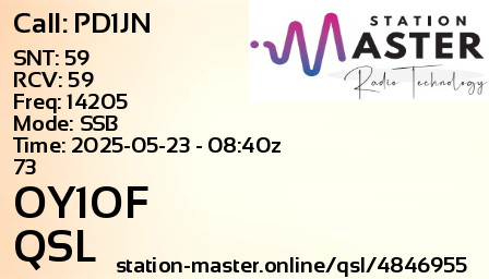 QSL Card for OY1OF QSO with PD1JN