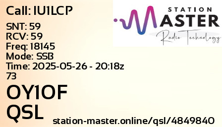 QSL Card for OY1OF QSO with IU1LCP
