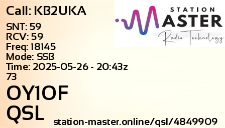 QSL Card for OY1OF QSO with KB2UKA
