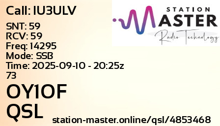 QSL Card for OY1OF QSO with IU3ULV