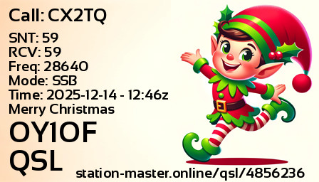 QSL Card for OY1OF QSO with CX2TQ