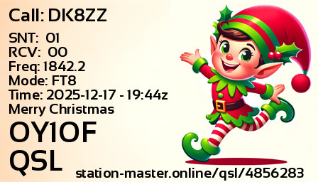 QSL Card for OY1OF QSO with DK8ZZ