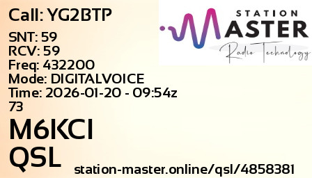 QSL Card for M6KCI QSO with YG2BTP