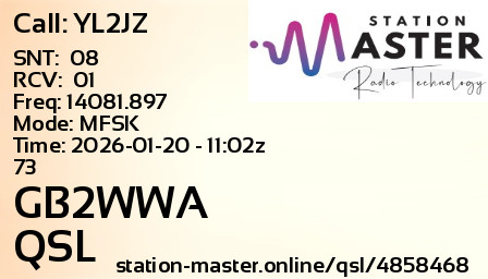 QSL Card for GB2WWA QSO with YL2JZ