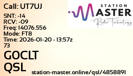 QSL Card for G0CLT QSO with UT7UJ