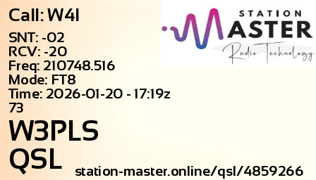 QSL Card for W3PLS QSO with W4I