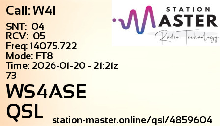 QSL Card for WS4ASE QSO with W4I