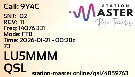 QSL Card for LU5MMM QSO with 9Y4C
