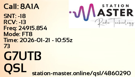 QSL Card for G7UTB QSO with 8A1A