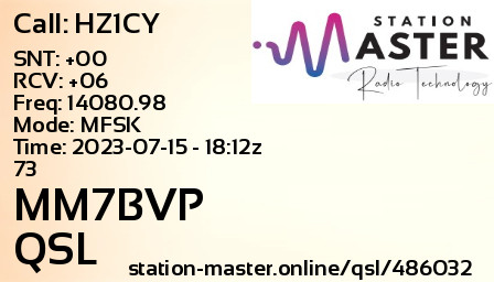 QSL Card for MM7BVP QSO with HZ1CY