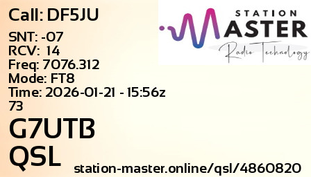 QSL Card for G7UTB QSO with DF5JU