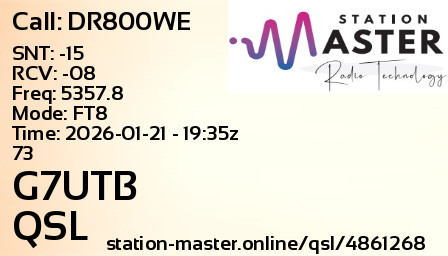 QSL Card for G7UTB QSO with DR800WE