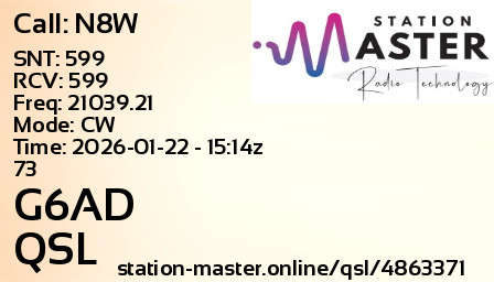 QSL Card for G6AD QSO with N8W