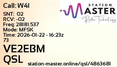 QSL Card for VE2EBM QSO with W4I