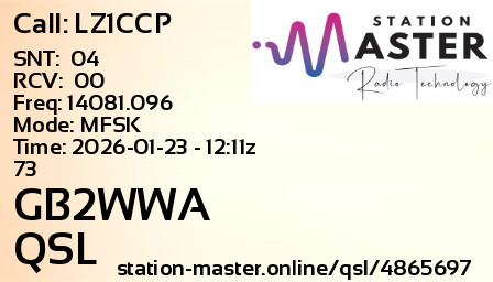 QSL Card for GB2WWA QSO with LZ1CCP