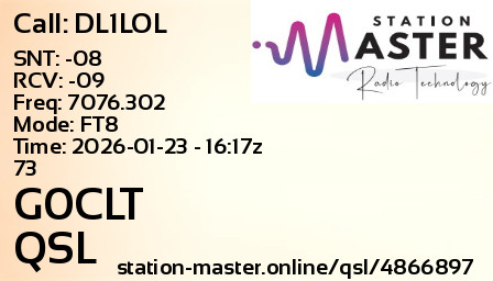 QSL Card for G0CLT QSO with DL1LOL