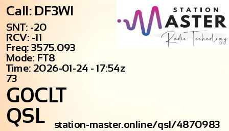 QSL Card for G0CLT QSO with DF3WI