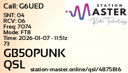 QSL Card for GB50PUNK QSO with G6UED