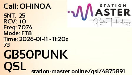 QSL Card for GB50PUNK QSO with OH1NOA
