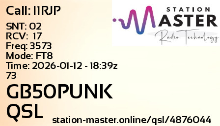 QSL Card for GB50PUNK QSO with I1RJP